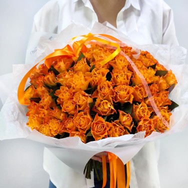 Рыжее солнце - 75 роз в монобукете