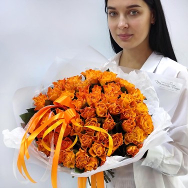 Рыжее солнце - 51 роз в монобукете