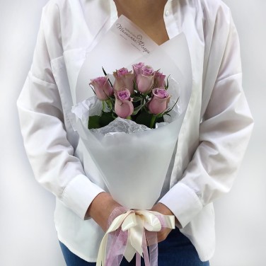 Лавандовые сны монобукет из 7 розы