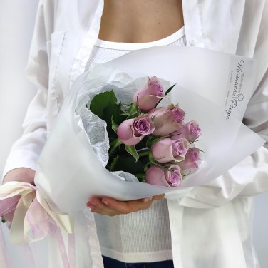 Лавандовые сны монобукет из 7 розы