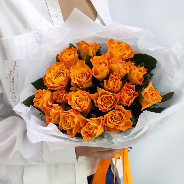 Рыжее солнце - 19 роз в монобукете