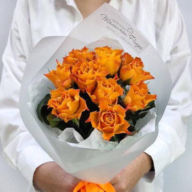 Рыжее солнце - 9 роз в монобукете