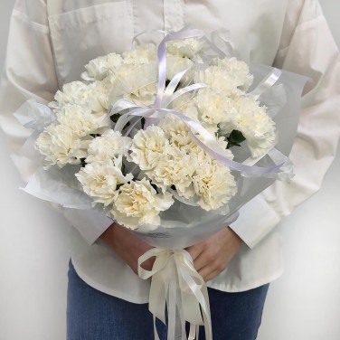 Букет белых гвоздик 25