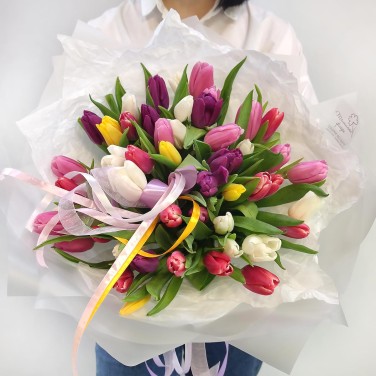 51 разноцветный тюльпан