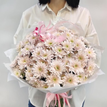 Кремовый туман из 15 хризантем