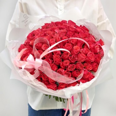 Розовый подарок букет из 101 розы