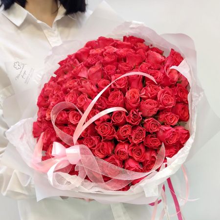 Розовый подарок букет из 101 розы