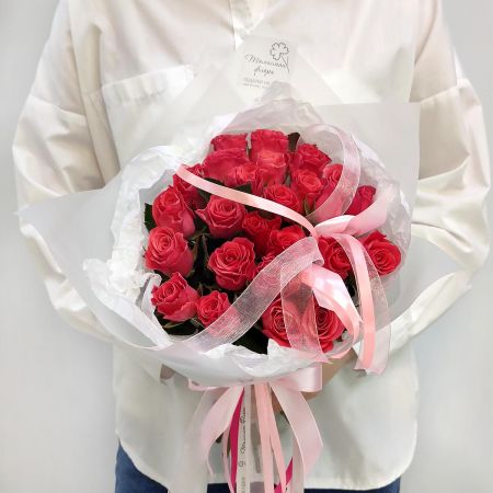 Розовый подарок букет из 25 роз