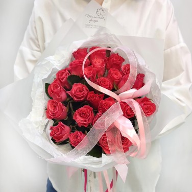 Розовый подарок букет из 25 роз