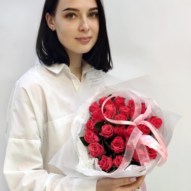 Розовый подарок букет из 25 роз