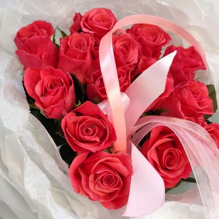 Розовый подарок букет из 15 роз