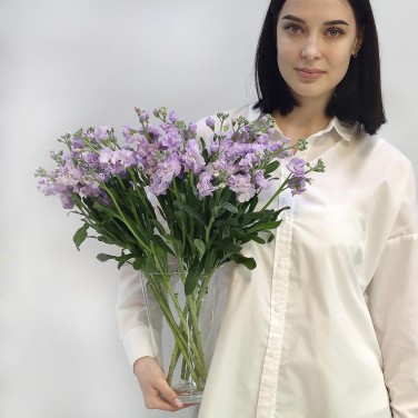 Лавандовая маттиола в вазе