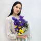 Ночная встреча букет ирисов и желтых роз