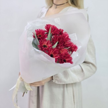 Вишневый букет гербер мини спайдер