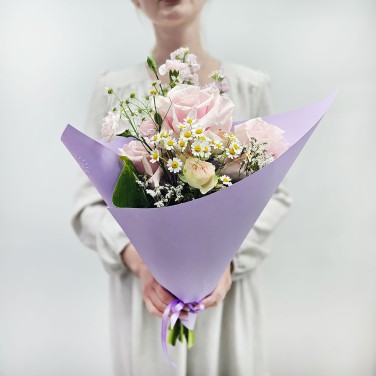 Букет авторский с розовой французской розой