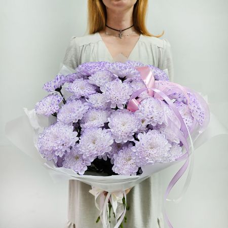 Букет из хризантем Лавандовая дымка 7 шт