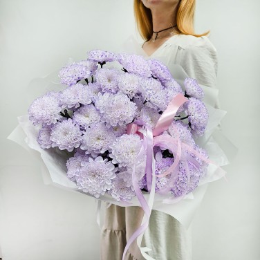 Букет из хризантем Лавандовая дымка 7 шт