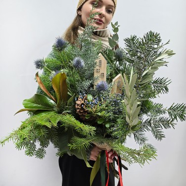 Букет зимний домашний из разной хвои