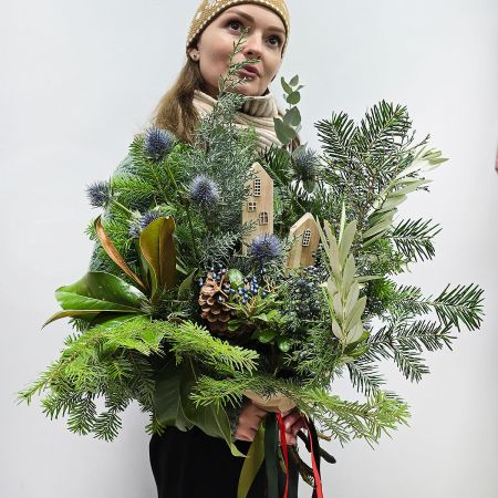 Букет зимний домашний из разной хвои