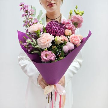 Лиловость ласковых встреч букет с бургунди
