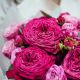 Малиновые пионовидные розы в компактном букете