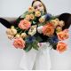 Дом родной букет из роз и хлопка