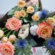 Дом родной букет из роз и хлопка