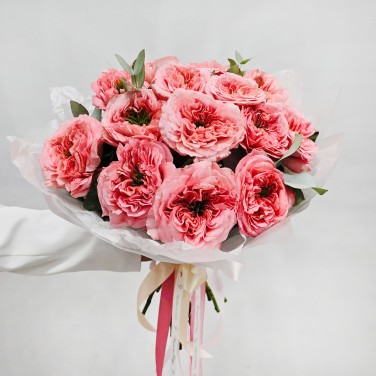 Пионовидные розы мандарин 15 шт