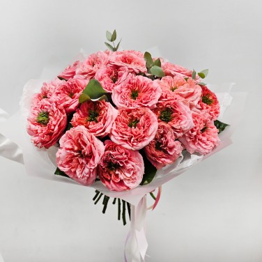 Пионовидные розы мандарин 25 шт