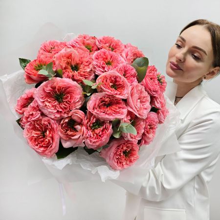 Пионовидные розы мандарин 25 шт