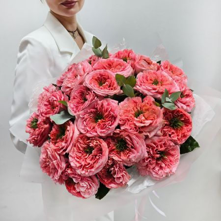 Пионовидные розы мандарин 25 шт