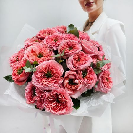 Пионовидные розы мандарин 25 шт