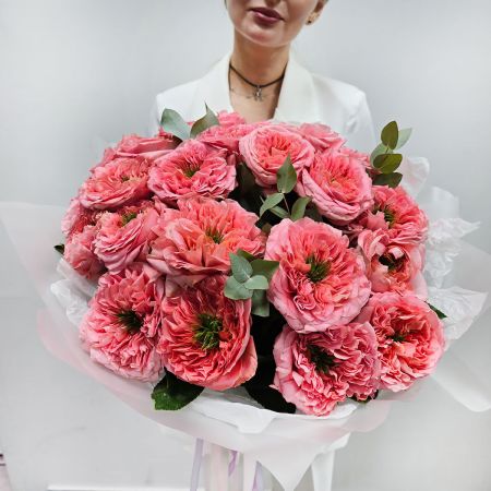 Пионовидные розы мандарин 25 шт