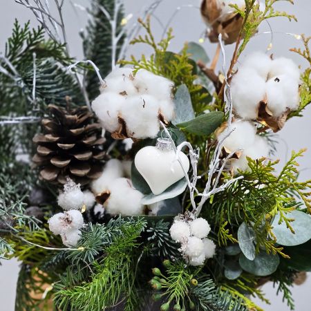 Уютное настроение зимняя композиция с хвоей