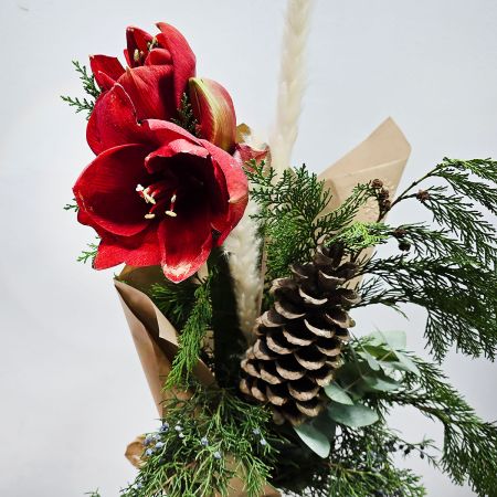 Стильный зимний букет с амариллисом