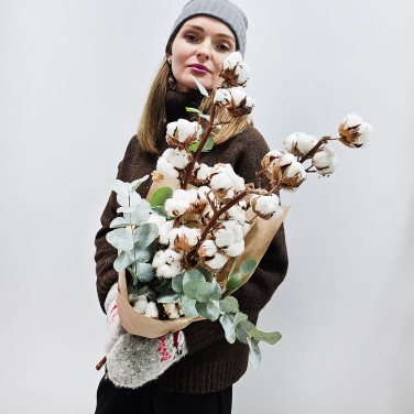 Ветки хлопка с эвкалиптом