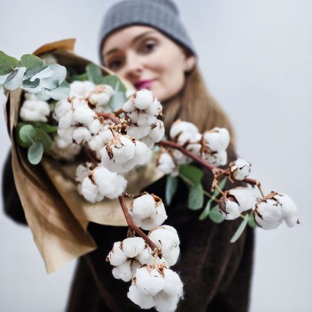 Ветки хлопка с эвкалиптом