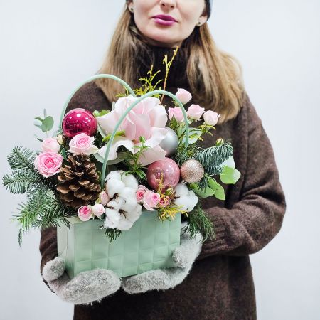 Зимняя композиция в сумочке