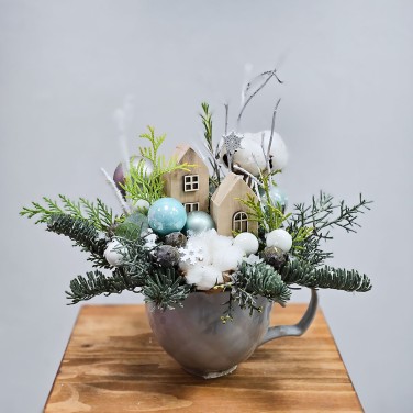 Зимнее очарование композиция в чашке