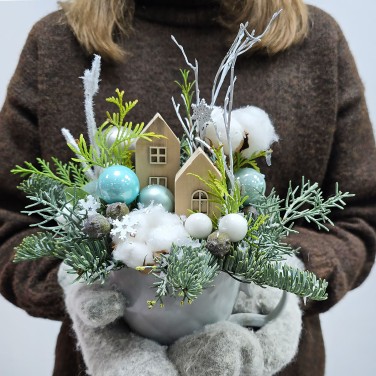 Зимнее очарование композиция в чашке