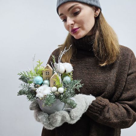 Зимнее очарование композиция в чашке