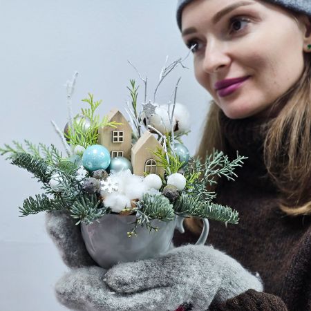 Зимнее очарование композиция в чашке