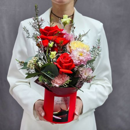 Дикая страсть букет французских роз в коробке