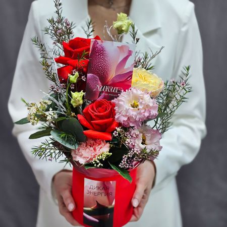 Дикая страсть букет французских роз в коробке