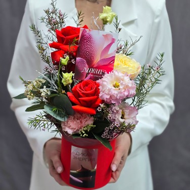 Дикая страсть букет французских роз в коробке