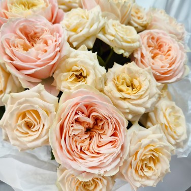 Монобукет нежных пионовидных роз 15 шт